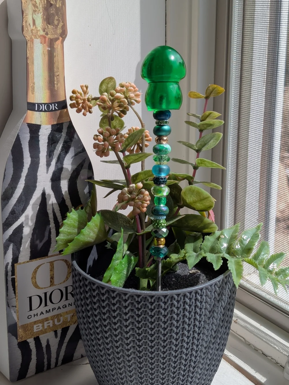 Hand Made Fairy Wand/Plant/Garden Stake W/Green Resin Mushroom Topper 🍄